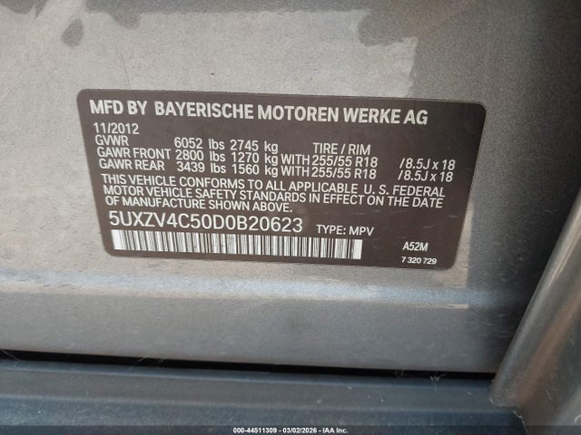 Продаж на аукціоні авто 2013 Bmw X5 Xdrive35i/xdrive35i Premium/xdrive35i Sport Activity, vin: 5UXZV4C50D0B20623, номер лоту: 44511309