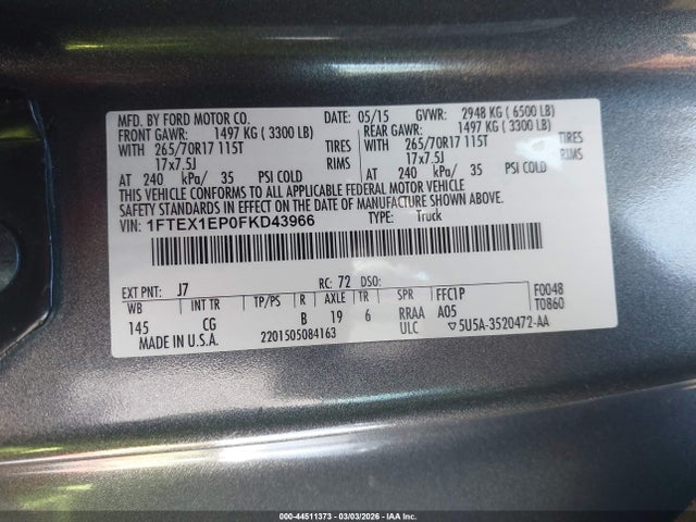 Ford F-150 Xl 2015 1FTEX1EP0FKD43966 Image 9