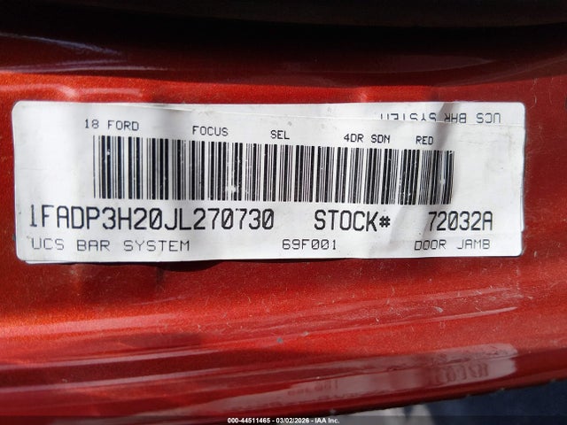 1FADP3H20JL270730 Ford FOCUS SEL