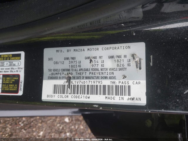 Продажа на аукционе авто 2013 Mazda Mazda3 I Touring, vin: JM1BL1V74D1719795, номер лота: 44511466