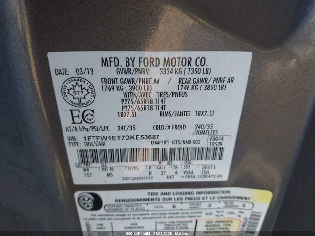 2013 FORD F-150 1FTFW1ET7DKE53687 Photo 8