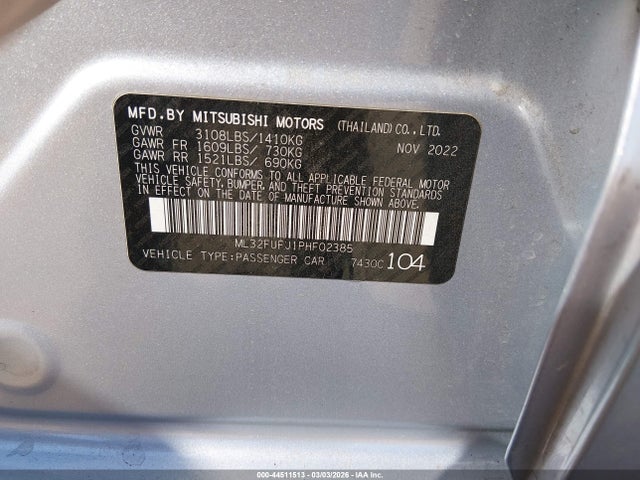 2023 MITSUBISHI MIRAGE G4 ML32FUFJ1PHF02385 Photo 8