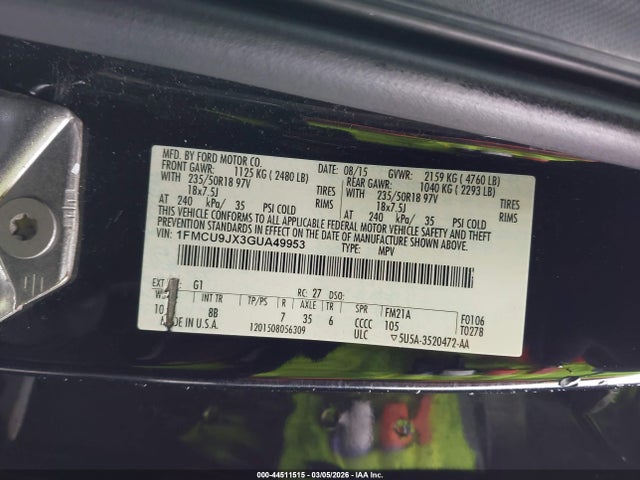 Ford Escape Titanium 2016 1FMCU9JX3GUA49953 Image 9