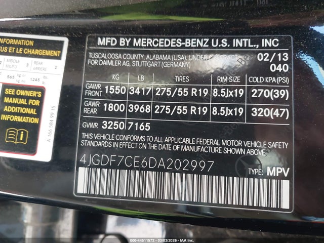 2013 Mercedes-benz Gl 450 4matic მანქანა იყიდება აუქციონზე, vin: 4JGDF7CE6DA202997, აუქციონის ნომერი: 44511572