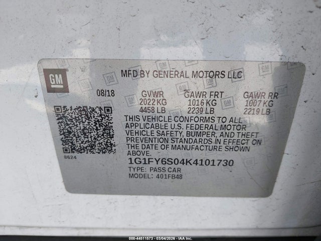 1G1FY6S04K4101730 Chevrolet BOLT EV LT