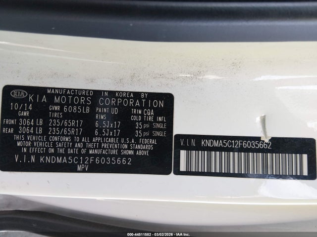 KIA Sedona L 2015 KNDMA5C12F6035662 Image 9