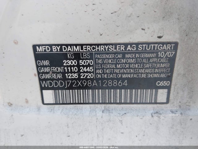 Продаж на аукціоні авто 2008 Mercedes-benz Cls 550, vin: WDDDJ72X98A128864, номер лоту: 44511585