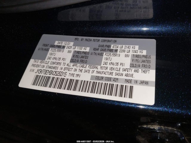 JM3KFBEM9N0529315 Mazda Cx-5 2.5 S Premium Plus
