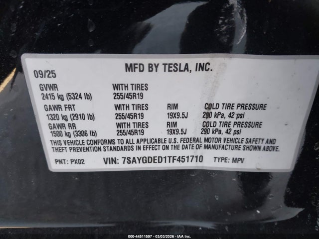 2026 TESLA MODEL Y 7SAYGDED1TF451710 Photo 8