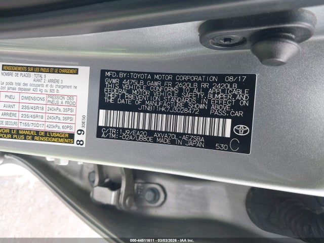 JTNB11HK7J3028472 Toyota CAMRY SE