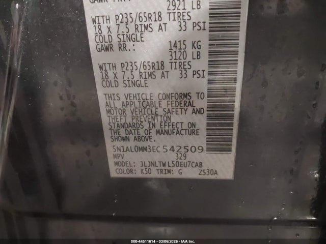 5N1AL0MM3EC542509 Infiniti QX60