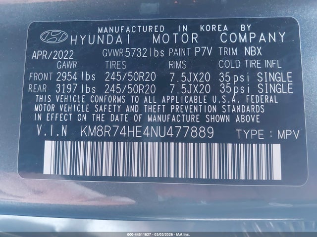 2022 HYUNDAI PALISADE KM8R74HE4NU477889 Photo 8