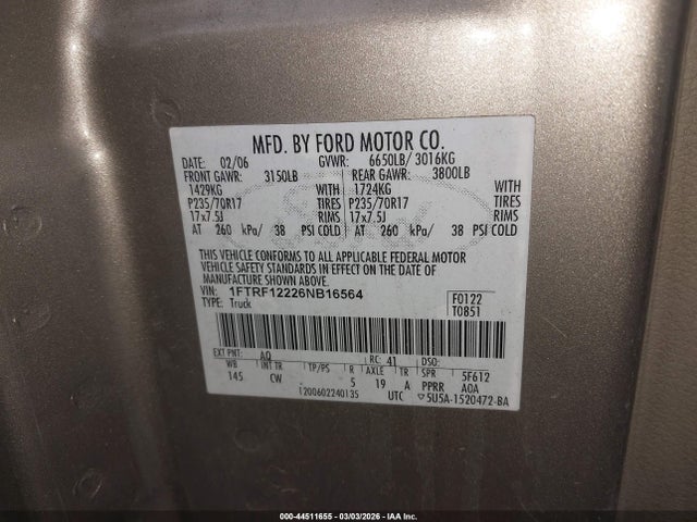 2006 FORD F-150 1FTRF12226NB16564 Photo 8