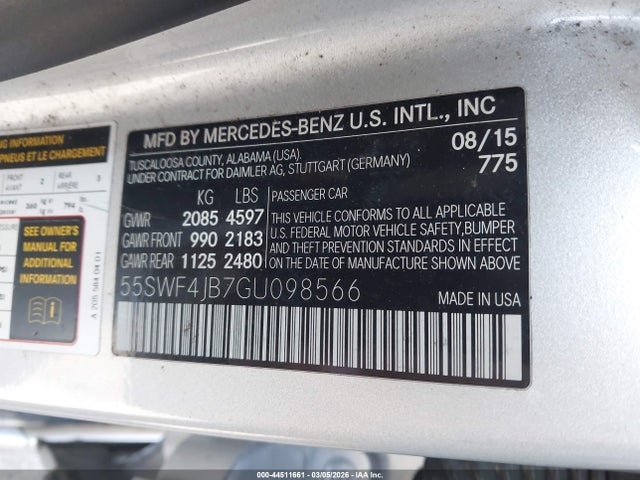 55SWF4JB7GU098566 Mercedes-Benz C 300