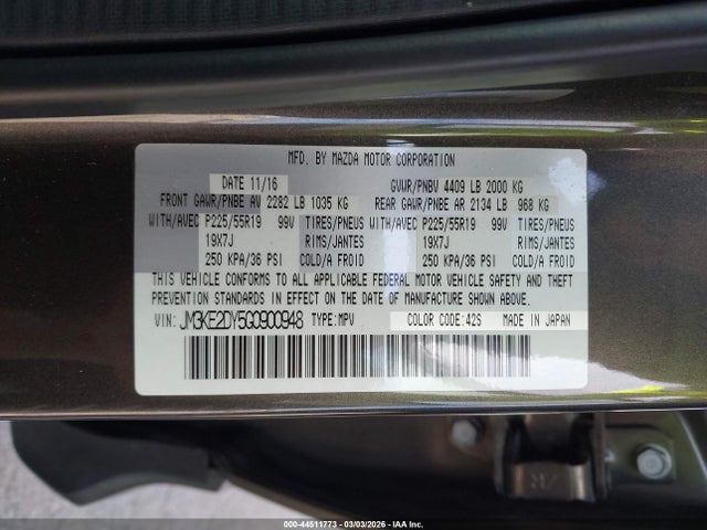 Продажа на аукционе авто 2016 Mazda Cx-5 Grand Touring, vin: JM3KE2DY5G0900948, номер лота: 44511773