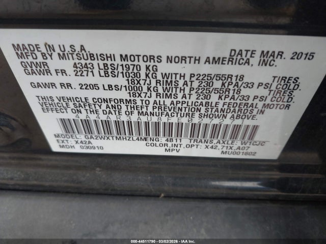 2015 MITSUBISHI OUTLANDER SPORT 4A4AR3AU8FE027271 Photo 8