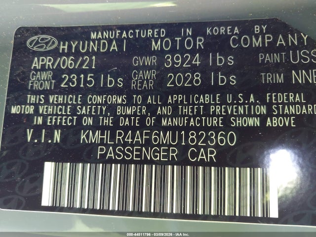 KMHLR4AF6MU182360 Hyundai Elantra N Line