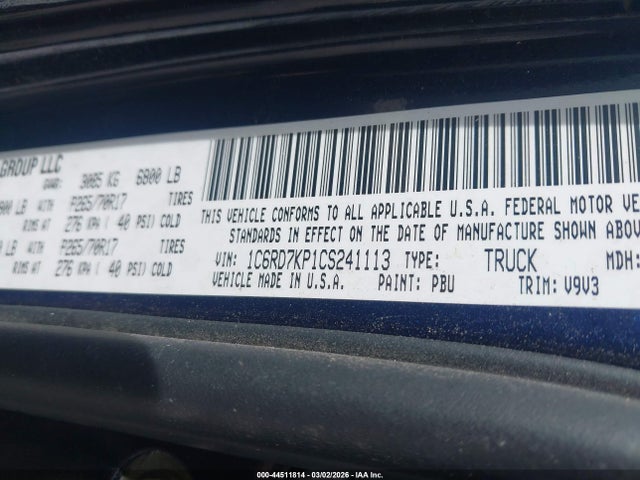 Продаж на аукціоні авто 2012 Ram 1500 St, vin: 1C6RD7KP1CS241113, номер лоту: 44511814