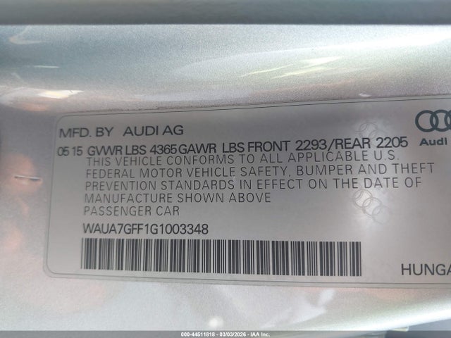 2016 AUDI A3 WAUA7GFF1G1003348 Photo 8