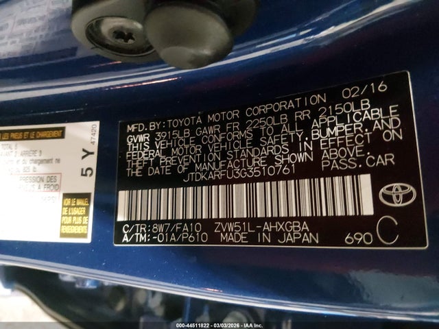 Toyota Prius Three 2016 JTDKARFU3G3510761 Image 9