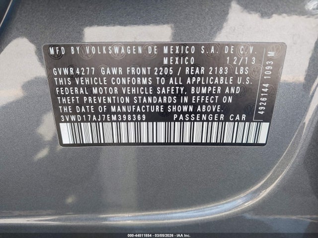 3VWD17AJ7EM398369 Volkswagen Jetta 1.8t Se