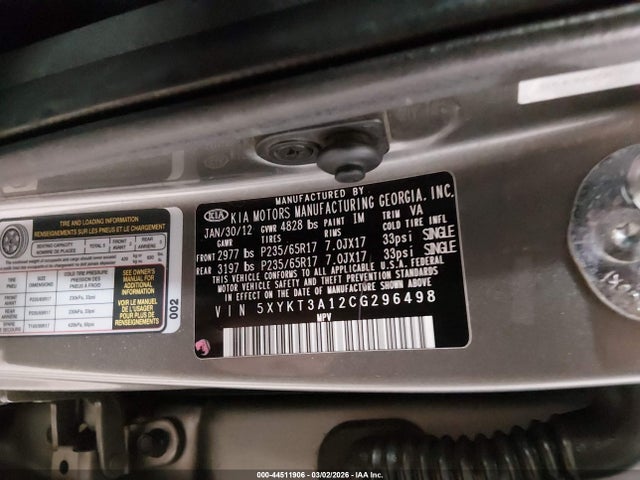 Продаж на аукціоні авто 2012 Kia Sorento Lx, vin: 5XYKT3A12CG296498, номер лоту: 44511906