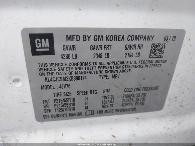 Aukcja sprzedaży 2019 Buick Encore Fwd Essence, vin: KL4CJCSM2KB890174, numer aukcji: 44511920