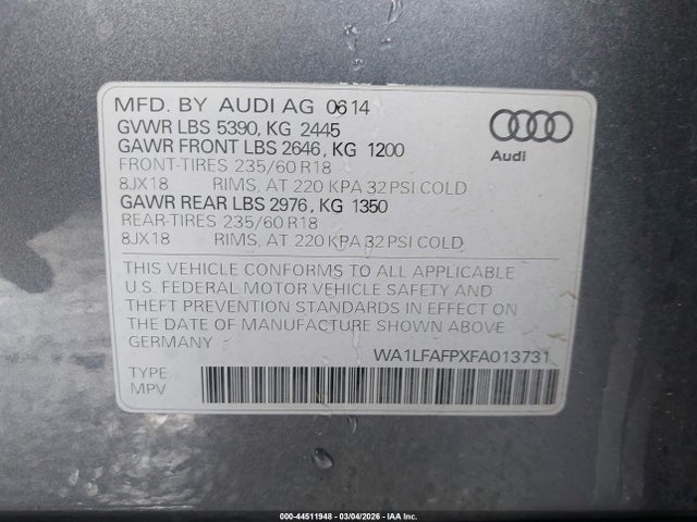 2015 AUDI Q5 WA1LFAFPXFA013731 Photo 8