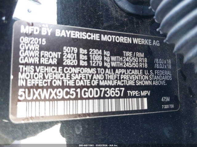 2016 BMW X3 5UXWX9C51G0D73657 Photo 8