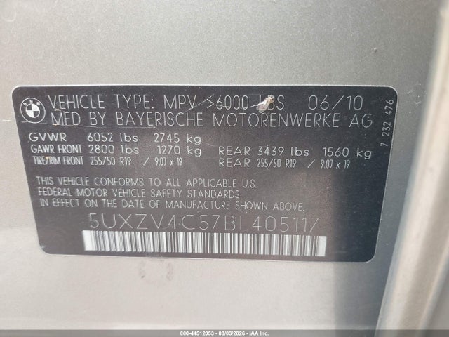Продажа на аукционе авто 2011 Bmw X5 Xdrive35i/xdrive35i Premium/xdrive35i Sport Activity, vin: 5UXZV4C57BL405117, номер лота: 44512053