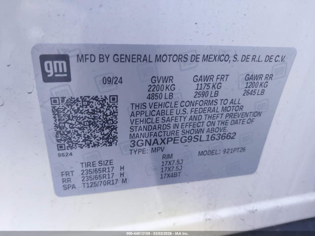 Chevrolet Equinox Awd Lt 2025 3GNAXPEG9SL163662 Image 9