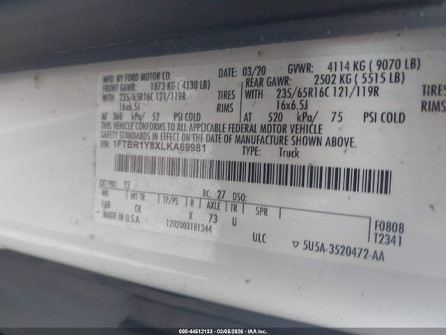 1FTBR1Y8XLKA69981 Ford Transit-250