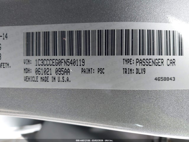 Aukcja sprzedaży 2015 Chrysler 200 C, vin: 1C3CCCEG0FN540119, numer aukcji: 44512158