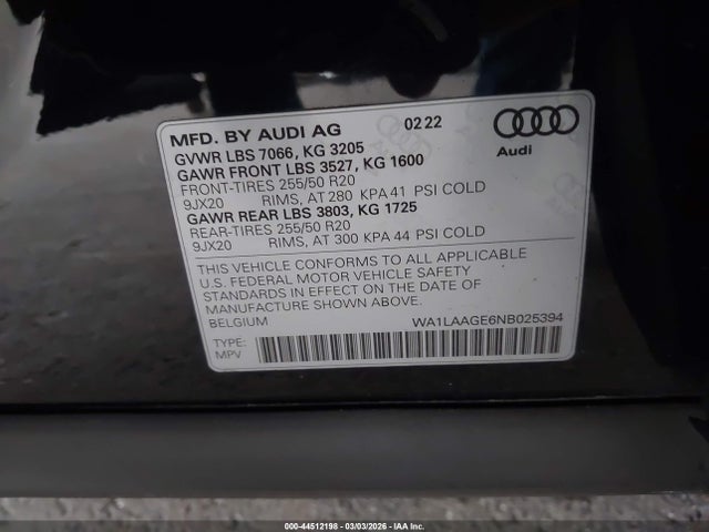 WA1LAAGE6NB025394 Audi E-tron Premium Plus Quattro