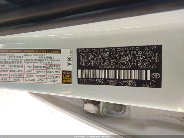 2023 TOYOTA PRIUS JTDADABUXP3004063 Photo 8