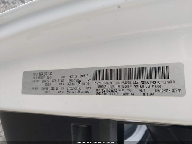 Продаж на аукціоні авто 2018 Ram Promaster 2500 High Roof 136 Wb, vin: 3C6TRVCG2JE117474, номер лоту: 44512229