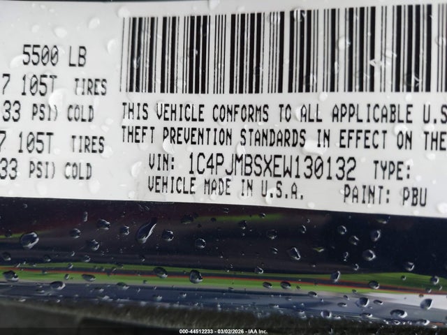 44512233 :رقم المزاد ، 1C4PJMBSXEW130132 vin ، 2014 Jeep Cherokee Trailhawk مزاد بيع