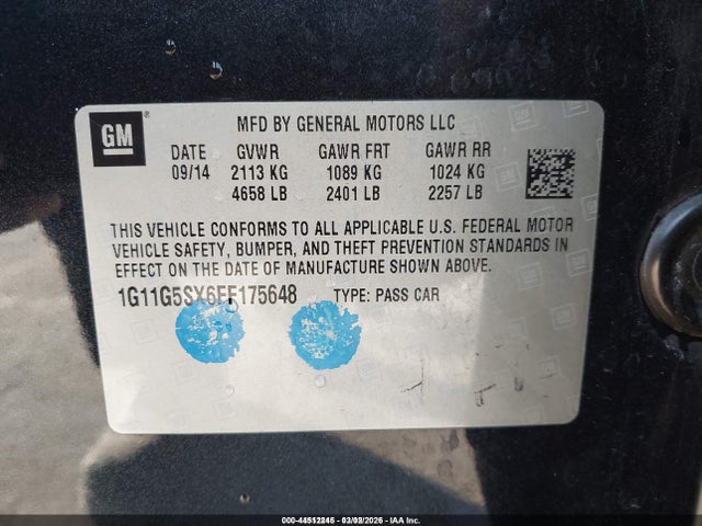 1G11G5SX6FF175648 Chevrolet Malibu 2lz