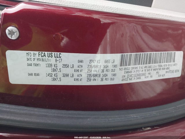 Chrysler Pacifica Limited 2017 2C4RC1GG3HR838063 Image 9