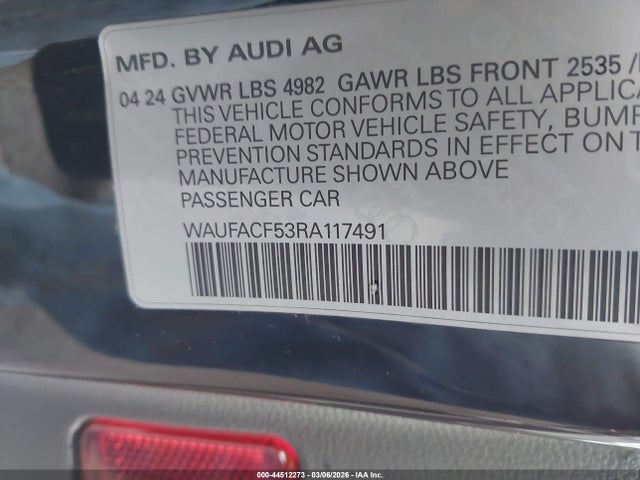 44512273 :رقم المزاد ، WAUFACF53RA117491 vin ، 2024 Audi A5 Sportback Premium Plus 45 Tfsi Quattro S Tronic مزاد بيع