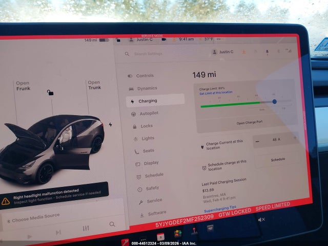 5YJYGDEF2MF252309 Tesla Model Y Performance Dual Motor All-wheel Drive