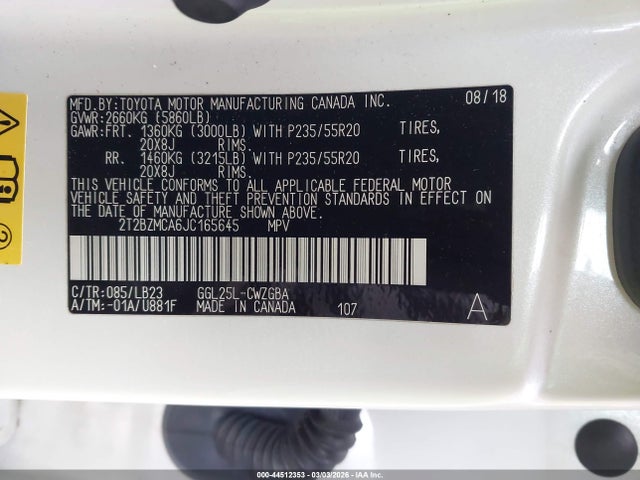 Продажа на аукционе авто 2018 Lexus Rx 350, vin: 2T2BZMCA6JC165645, номер лота: 44512353