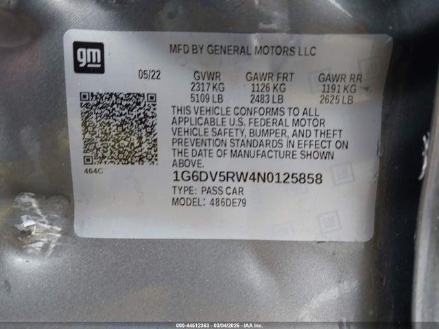 Продаж на аукціоні авто 2022 Cadillac Ct5-v V-series, vin: 1G6DV5RW4N0125858, номер лоту: 44512363