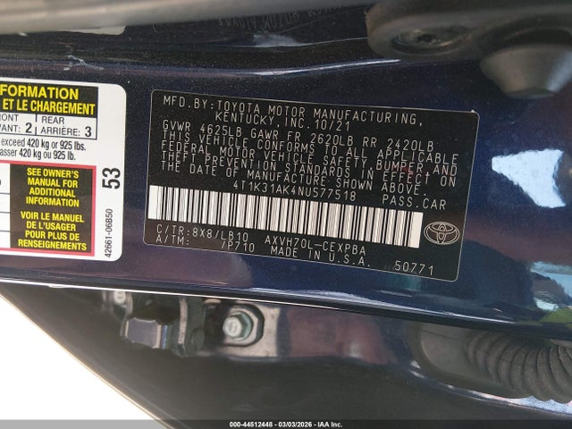 4T1K31AK4NU577518 Toyota Camry Xse Hybrid