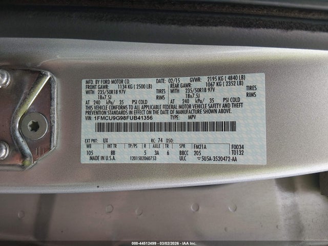 Ford ESCAPE SE 2015 1FMCU9G98FUB41356 Image 9