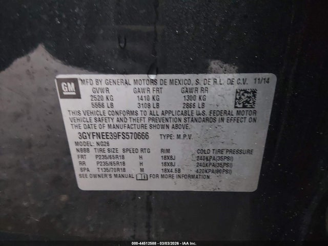 2015 CADILLAC SRX 3GYFNEE39FS570666 Photo 8