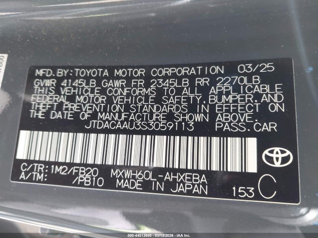 Toyota Prius Le 2025 JTDACAAU3S3059113 Image 9