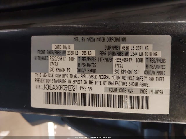 Aukcja sprzedaży 2015 Mazda Cx-5 Touring, vin: JM3KE4CY0F0542721, numer aukcji: 44512703