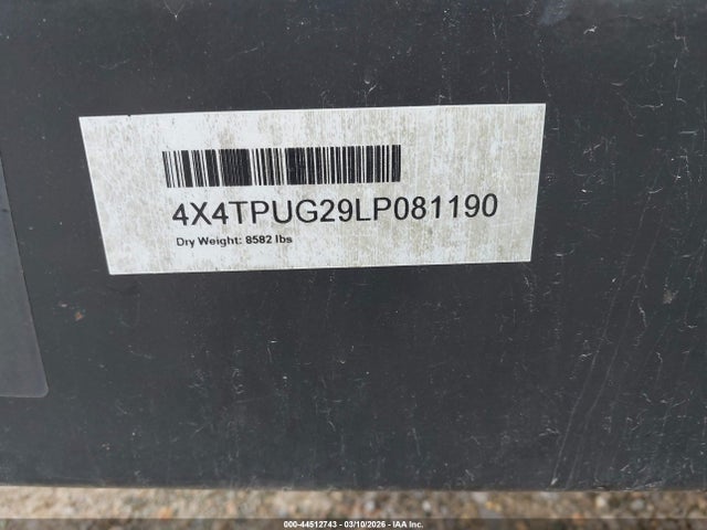 44512743 :رقم المزاد ، 4X4TPUG29LP081190 vin ، 2020 Forest River Puma مزاد بيع
