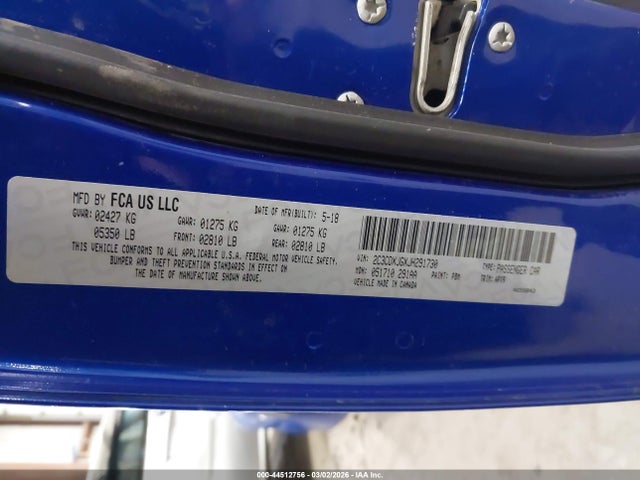 44512756 :رقم المزاد ، 2C3CDXJGXJH291730 vin ، 2018 Dodge Charger Gt Awd مزاد بيع